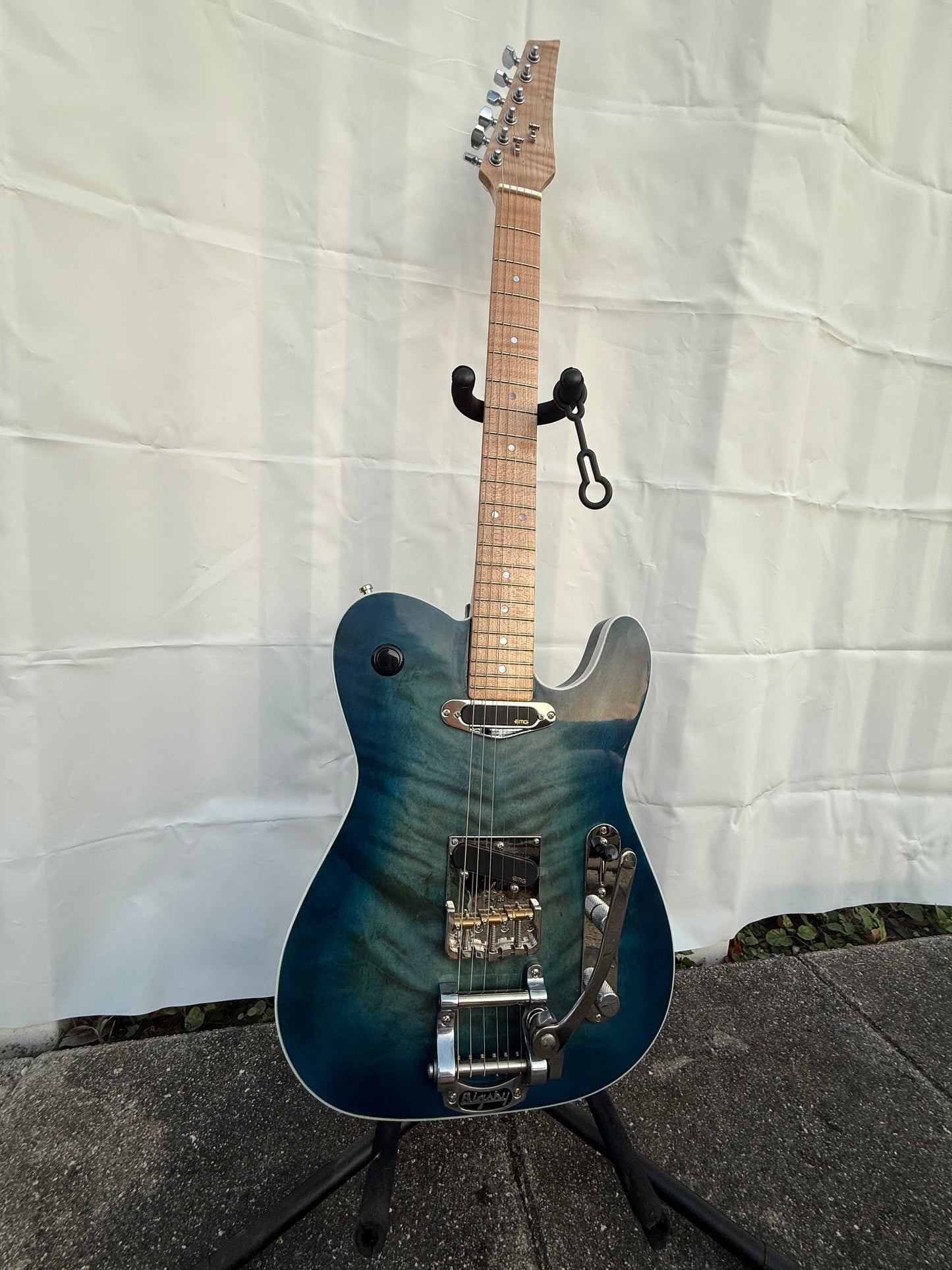 "Wavey" Blue Custom Handmade Tele-Style Electric Guitar