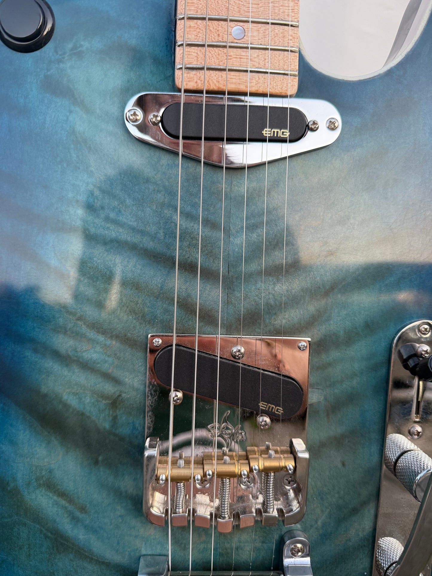 "Wavey" Blue Custom Handmade Tele-Style Electric Guitar